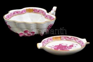 Herendi Apponyi mintás levél alakú magvas tál + hamutál  11x8 cm, 9x5 cm