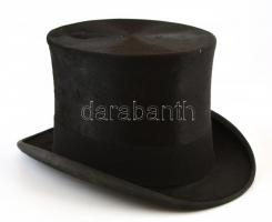 Pollák István kalapgyáros jelzett cilinder szép állapotban, kemény, vászonborítás, hordozható  kalap...