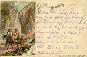 1899 Dambovicioara, Defileul de la Dambovicioara. Salutari din Romania! / gorge. Greetings from Romania! Editura Inst. de Arte Grafice Carol Göbl litho (EK)