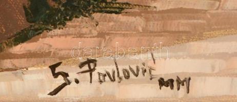 Paulovic jelzéssel: Mediterrán utcarészlet. Olaj, vászon, keretben, 50×40 cm