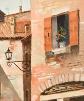 Paulovic jelzéssel: Mediterrán utcarészlet. Olaj, vászon, keretben, 50×40 cm