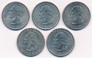 Amerikai Egyesült Államok 2001. 1/4$ "50 állam - Észak-Karolina, Kentucky, Rhode Island, New Yo...