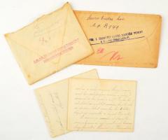 1917 2 db tábori posta levél M. kir. 1. honvéd hegyi dandár vonat 1. málhás állatoszlop bélyegzéssel az egyiken