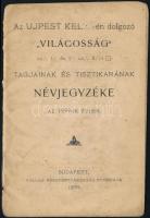 1889 Az ujpesti Világosság szabadkőműves páholy tagjainak és tisztikarának névjegyzéke 12 p.