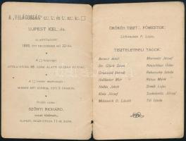 1889 Az ujpesti Világosság szabadkőműves páholy tagjainak és tisztikarának névjegyzéke 12 p