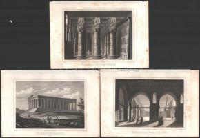 cca 1840 6 db városképes és művészeti metszet kb 10x15 cm