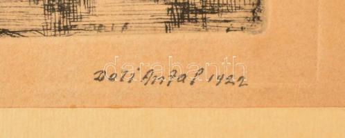 Deli Antal (1886-1960): Gémeskút. Rézkarc, papír, jelzett a karcon, 10×17 cm