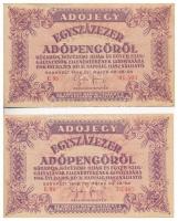 1946. 100.000AP (5x) sorszámozott változat T:III,III-