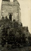 1938 Léva, Levice; bevonulás, katonák a lévai várnál / Levicky hrad / entry of the Hungarian troops, soldiers by the castle. Foto-Atelier Hajdú photo + 1938 Léva visszatért So. Stpl.