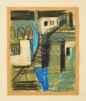 Deli Antal (1886-1960): Házak. Pasztell-szén, papír, jelzett, 18,5×15 cm