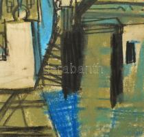 Deli Antal (1886-1960): Házak. Pasztell-szén, papír, jelzett, 18,5×15 cm