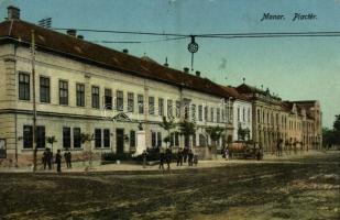 1913 Monor, Piac tér, locsolókocsi. Burján Béla kiadása (EB)