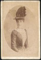 cca 1894 Szász-Coburg Gothai Stefánia belga királyi hercegnő, Habsburg Rudolf trónörökös felesége, később gróf Lónyay Elemér felesége, keményhátú fotó, foltos, 16×11 cm / Princess Stéphanie of Belgium, photo