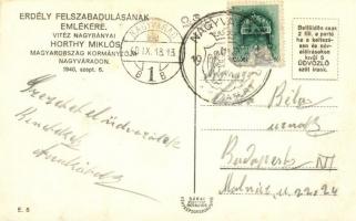 1940 Nagyvárad, Oradea; bevonulás, Horthy Miklós, Purgly Magdolna, horogkeresztes zászlók, címer / e...