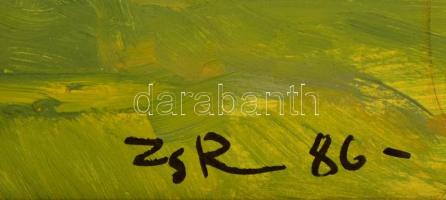 Zicherman Sándor (1935-): Falusi utca. Olaj, farost, jelzett, keretben, 50×80 cm