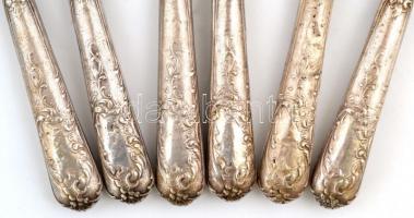 6 pár jelzett ezüst nyelű kés és villa