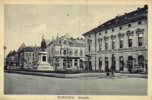 1932 Szekszárd, Garay tér és szobor, Pirnitzer József és Fiai Áruháza. Kiadja Weisz Andor