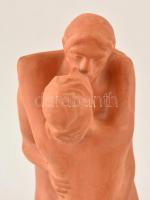 Rácz Edit (1936): Erotika. Terrakotta, jelzett, kopás nyomokkal, m: 22,5 cm