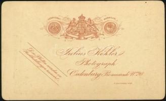 cca 1890-1900 Soproni utcarészlet háttérben a Tűztoronnyal, keményhátú fotó, Sopron/Oedenburg, Juliu...