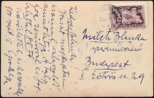 1950 Gorka Géza (1895-1971) keramikus saját kézzel írt és aláírt képeslapja Milch Blanka iparművésznő részére