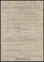 1944 A zsidó vagyonok leltárazási rendelete értelmében a Pesti Magyar Kereskedelmi Bank épületében felvett jegyzőkönyv egy páncélszekrény tartalmáról, hajtva, de jó állapotban