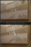 cca 1898 Teniszezők, 2 db fotó, 6,5×9 cm