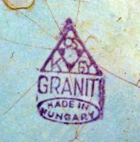 Gránit nagy tál, jelzett, kopásnyomokkal, d: 36,5 cm