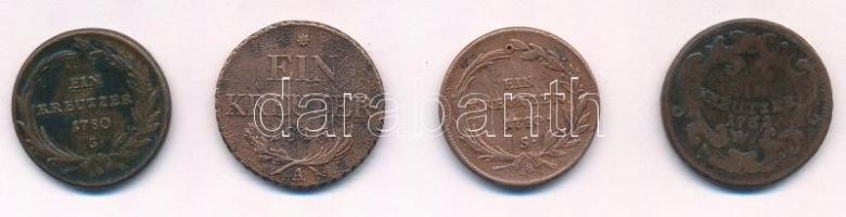 1780S 1kr Cu "Mária Terézia" (2x) + Ausztria 1762W 1kr Cu "Lotharingiai Ferenc" ...