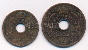 Brit Nyugat-Afrika 1952. 1/2P + 1957. 1P T:2 karcolás, ph British West Africa 1952. 1/2 Penny + 1957. 1 Penny C:XF, scratched, edge error Krause KM#33