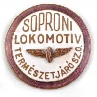 Soproni Lokomotiv Természetjáró Szakosztály tűzzománc jelvénye szép állapotban, d: 3 cm