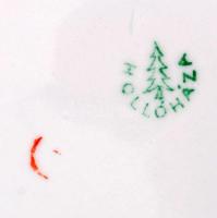 Hollóházi asztali készlet: hamus, cigaretta kínáló, cigaretta tartó, csikknyomó. Jelzett, hibátlan