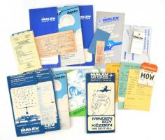 1982 Malév menetrend, utazási nyomtatványok, beszállókártyák