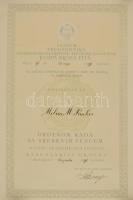 1978 Jugoszláv Munka érdemrend adományozó okirata + egy oklevél tartóban