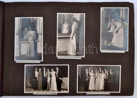 1934-35 Fényképalbum báli képekkel MAC, Vöröskereszt és egyéb rendezvények, 73 db feliratozott fotó