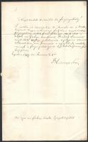 1869 Egri Izraelita Főelemi tanoda igazgatójának saját kézzel aláírt levele