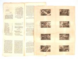 1841 Vallási témájú nyomtatvány krúdában 8 ív, egyik íven 8 db vallási témájú rézmetszet.