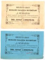 cca 1880 Mohácsi Dalárda 2 db jegy, nyomtatvány