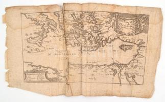 1717 A Földközi tenger rézmetszetű térkép megviselt állapotban Jacob Friedrich 25x14 cm
