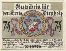 Német Birodalom/Weimari Köztársaság/ Diepholz 1921. 50Pf(2x) + 75Pf(2x) 4klf db, teljes sor T:I