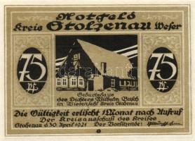 Német Birodalom/Weimari Köztársaság/ Stolzenau 1921. 25Pf + 50Pf(2x) + 75Pf(2x) 5klf db, teljes sor ...