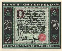 Német Birodalom/Weimari Köztársaság/ Osterfeld 1921. 25Pf(3x) + 50Pf(3x) + 75Pf(3x) + 100Pf összesen...