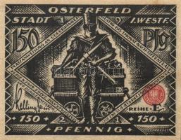 Német Birodalom/Weimari Köztársaság/ Osterfeld 1921. 50Pf(2x) + 75Pf + 100Pf + 150Pf(2x) összesen 6k...