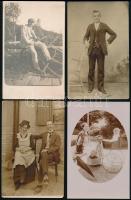cca 1900-1920 Pihenő, 4 db fotólap, közte babakocsis, 14×9 cm