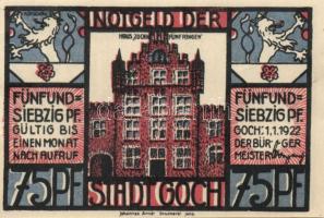 Német Birodalom/Weimari Köztársaság/ Goch 1922. 50Pf(2x) + 75Pf(4x) összesen 6klf db, teljes sor T:I