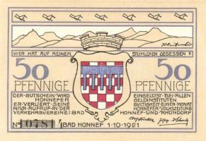 Német Birodalom/Weimari Köztársaság/ Honnelf a. Rhein 1921. 50Pf(4x) + 99Pf(4x) összesen 8klf db, te...