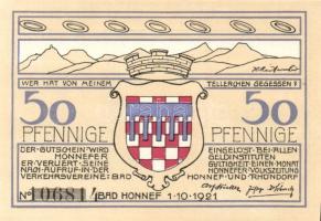 Német Birodalom/Weimari Köztársaság/ Honnelf a. Rhein 1921. 50Pf(4x) + 99Pf(4x) összesen 8klf db, te...