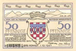 Német Birodalom/Weimari Köztársaság/ Honnelf a. Rhein 1921. 50Pf(4x) + 99Pf(4x) összesen 8klf db, te...