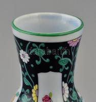 Herendi Siang Noir mintás mini váza, kézzel festett, jelzett,  apró kopásnyomokkal, m: 9 cm