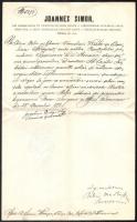 1871 Simor János esztergomi érsek latin nyelvű okmánya, Durguth József aláírásával + Simor János képeslap