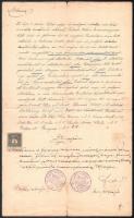 1910 Közjegyzői okmányok, 4 db, okmánybélyegekkel